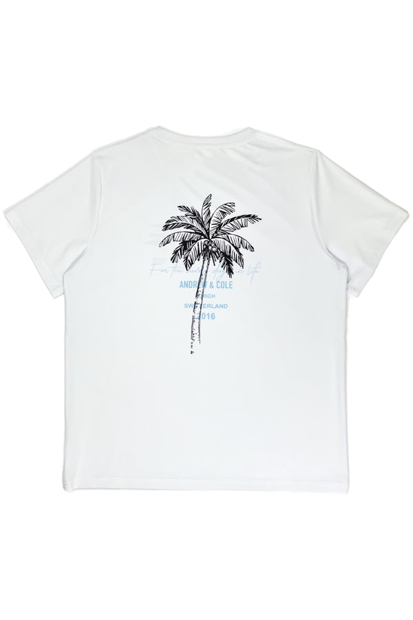 Weißes T-shirt mit Palmenprint Andrew&Cole
